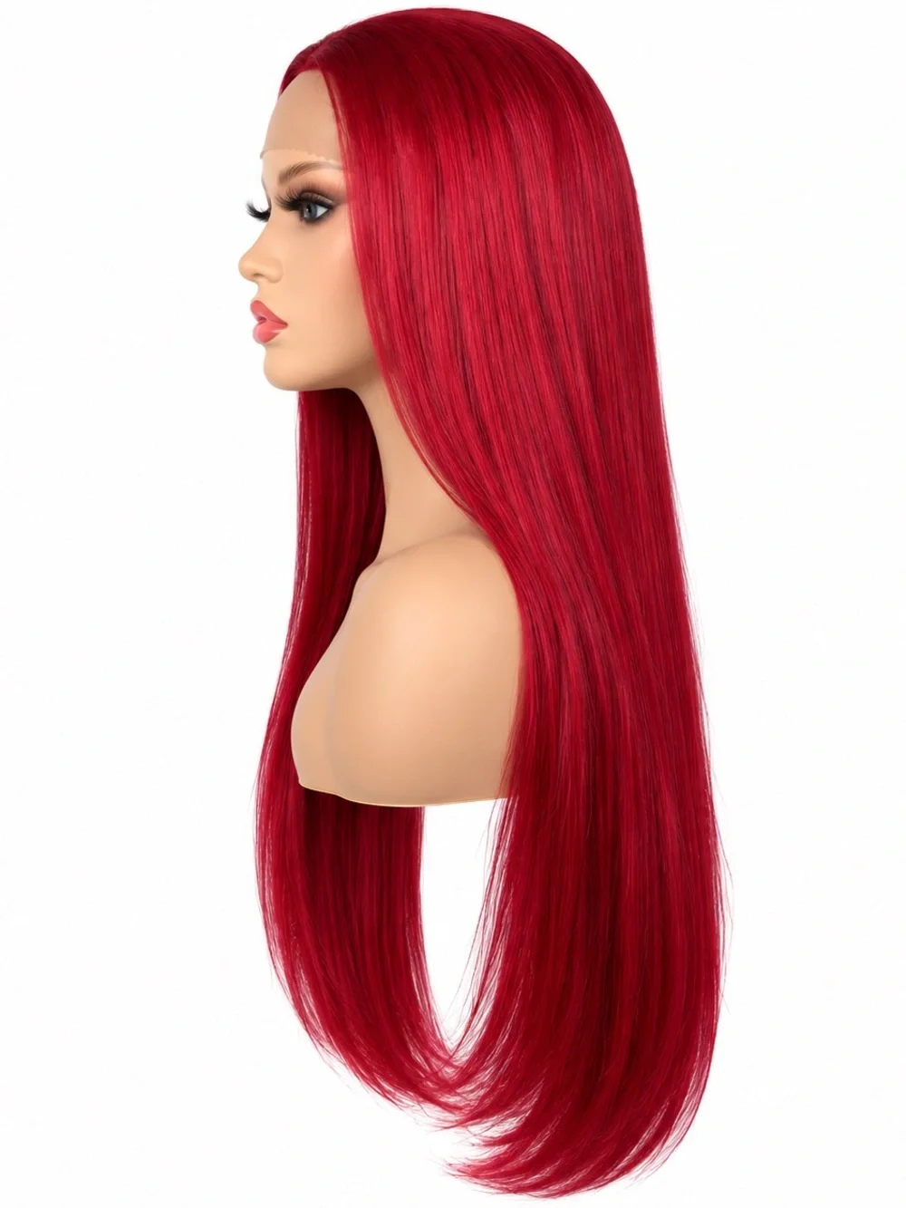 Long Straight Women's Wig in Vibrant Red - Sleek Full Coverage 26 inches long
